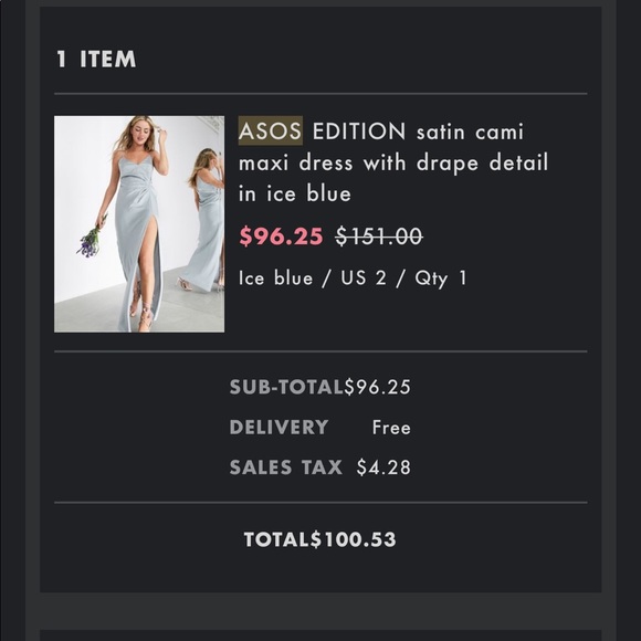 Asos Edition Satin Cami Maxi Dress in Ice Blue - Picture 3 of 3